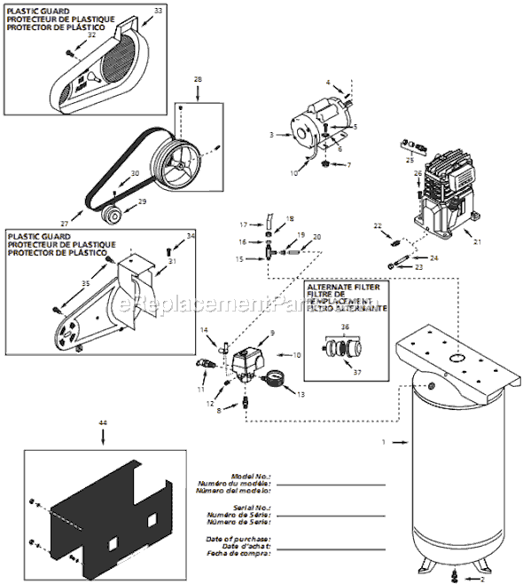 Campbell Hausfeld VT619504 (2008) Vertical Air Compressor Page A Diagram