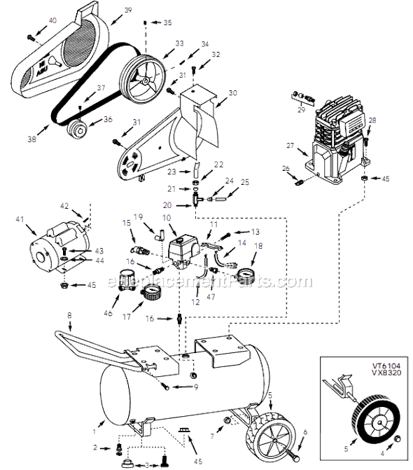 Campbell Hausfeld VT621203 (2001) Portable Air Compressor Page A Diagram