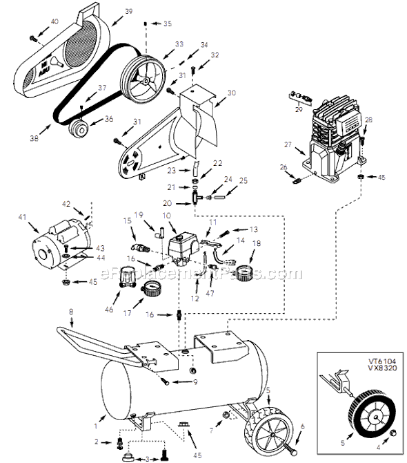 Campbell Hausfeld VT621303 (2001) Portable Air Compressor Page A Diagram