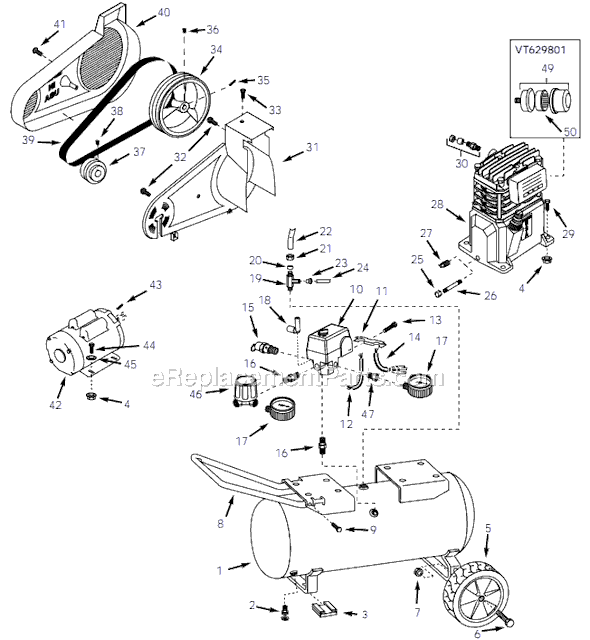 Campbell Hausfeld VT626903 (2001) Portable Air Compressor Page A Diagram