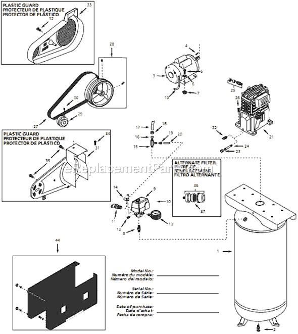 Campbell Hausfeld VT627505 (2008) Vertical Air Compressor Page A Diagram