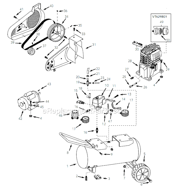 Campbell Hausfeld VT629801 (2001) Portable Air Compressor Page A Diagram