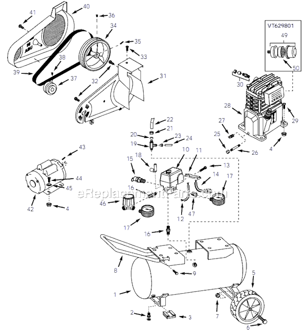 Campbell Hausfeld VT630000 (2001) Portable Air Compressor Page A Diagram