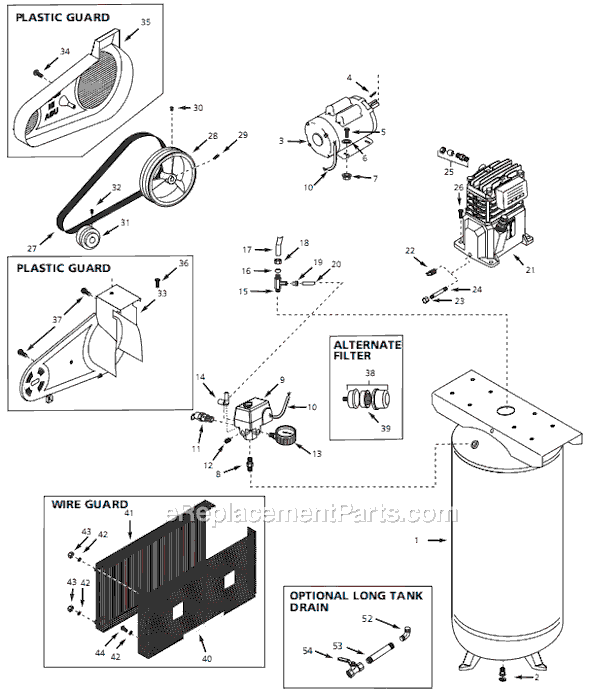 Campbell Hausfeld VT631001 (2002) Vertical Air Compressor Page A Diagram