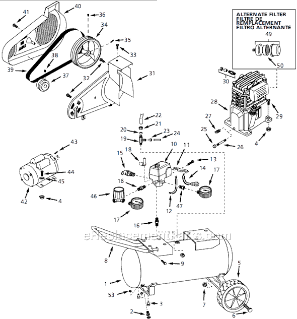Campbell Hausfeld VT632801 (2003) Portable Air Compressor Page A Diagram