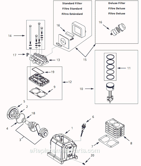 Campbell Hausfeld VT781X Air Compressor Pump Page A Diagram