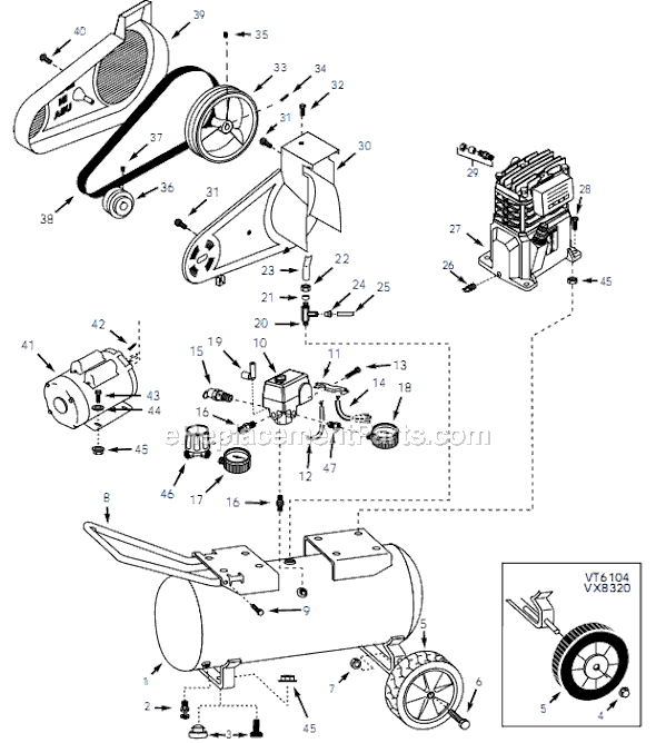 Campbell Hausfeld VX831204 (2001) Portable Air Compressor Page A Diagram