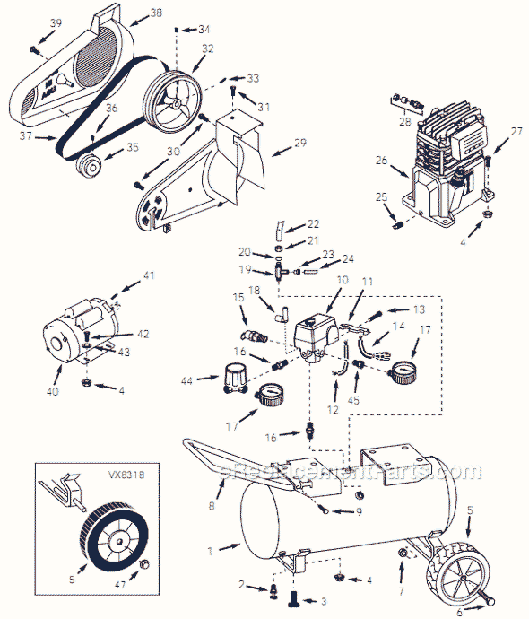 Campbell Hausfeld VX831803 (2001) Portable Air Compressor Page A Diagram