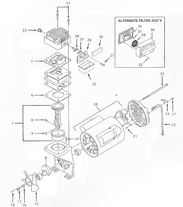 Campbell Hausfeld WL340002 Air Compressor Pump and Page A Diagram