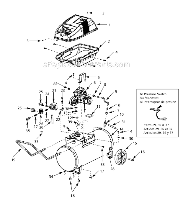 Campbell Hausfeld WL650000 Oilless Air Compressor Page A Diagram
