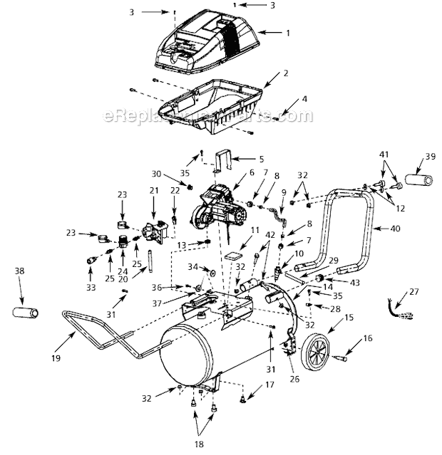 Campbell Hausfeld WL650601 Oilless Air Compressor Page A Diagram