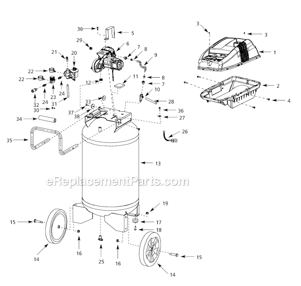 Campbell Hausfeld WL660302 Oilless Air Compressor Page A Diagram