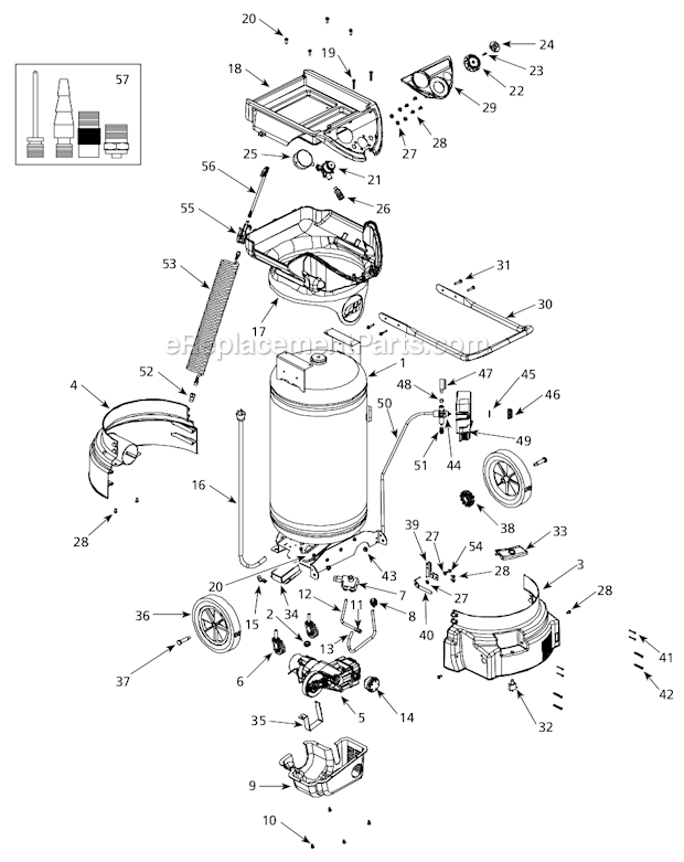 Campbell Hausfeld WL6701 Oilless Compressor Page A Diagram