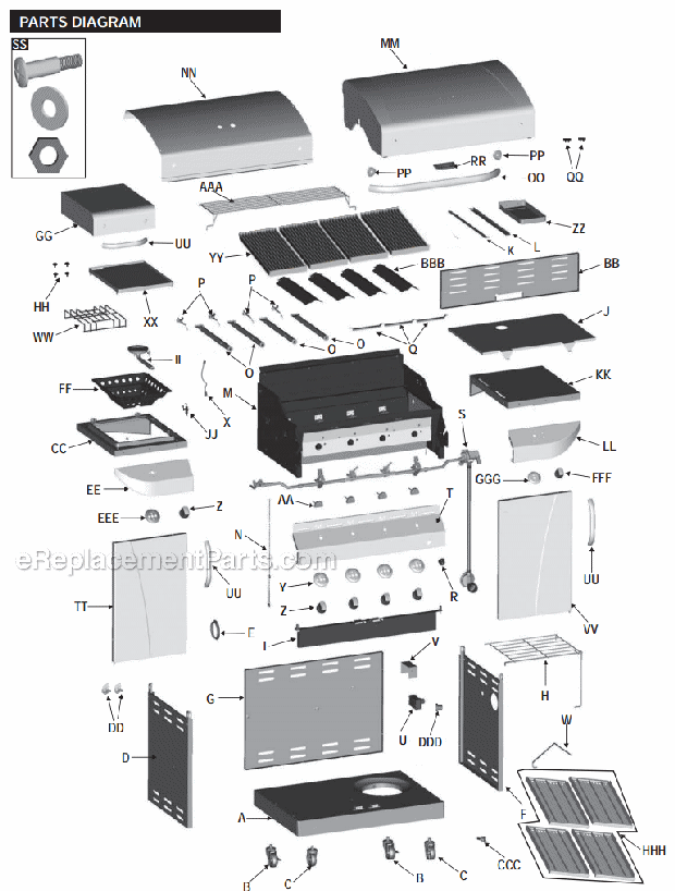 Char-Broil 463247310 Commercial Series 580 Four-Burner Infrared Page A Diagram