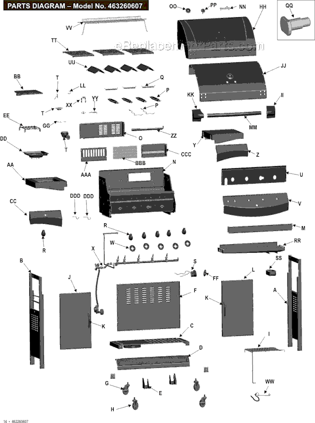 Char-Broil 463260607 (2007) Gas Grill Page A Diagram
