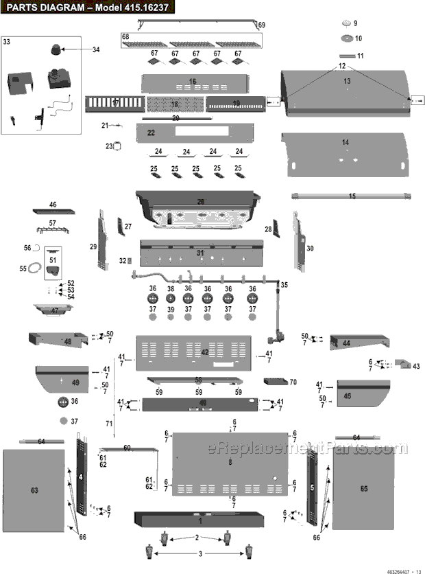 Char-Broil 463264407 (2007) Gas Grill Page A Diagram