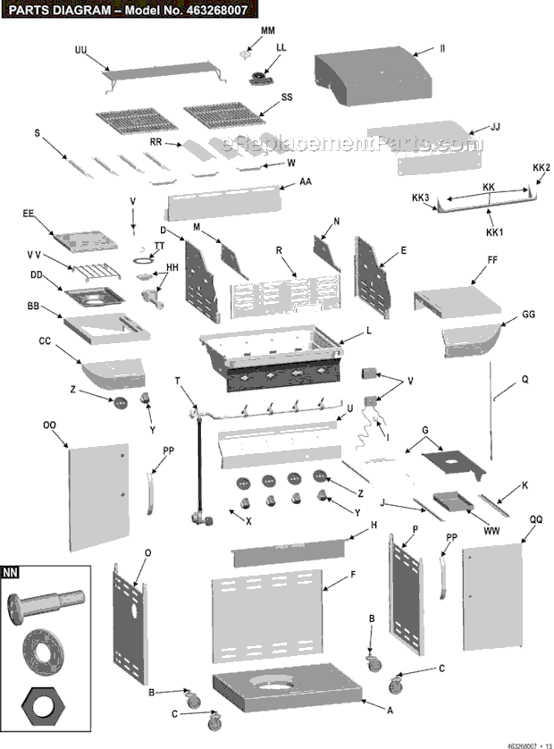 Char-Broil 463268007 Commercial Series Four Burner Grill Page A Diagram