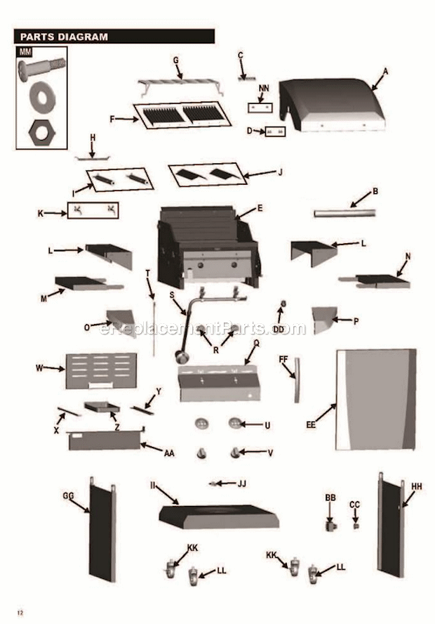 Char-Broil 463270613 Performance Series T-22D Gas Grill Page A Diagram