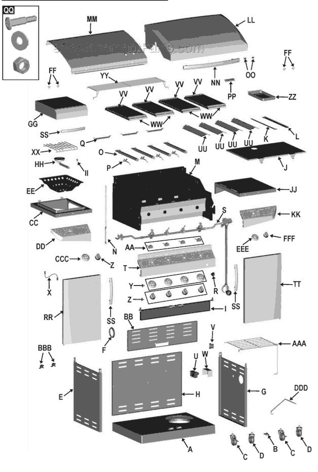 Char-Broil 463271310 Quantum Infrared 4-Burner Auto-Clean Grill Page A Diagram