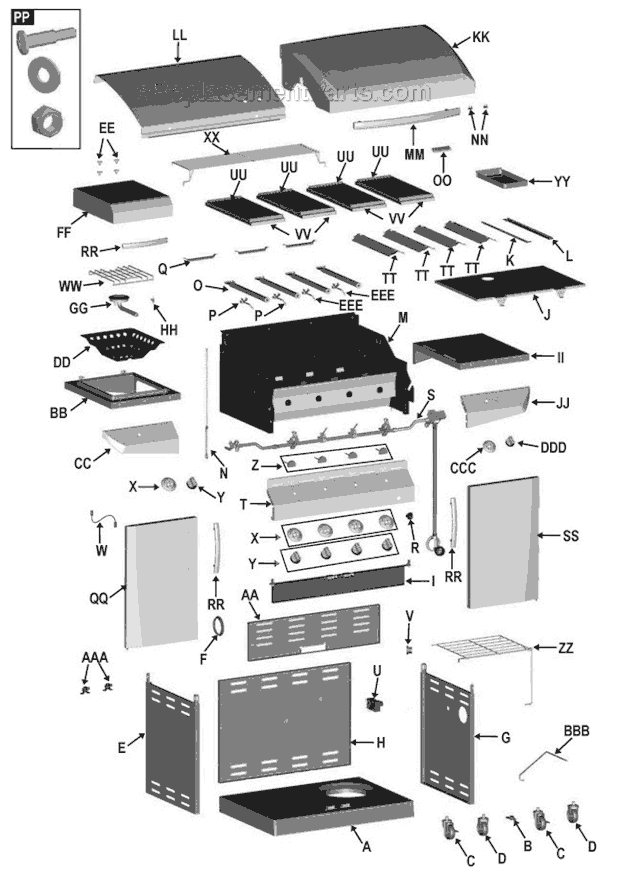 Char-Broil 463271311 Infrared 4-Burner W/Stovetop Page A Diagram