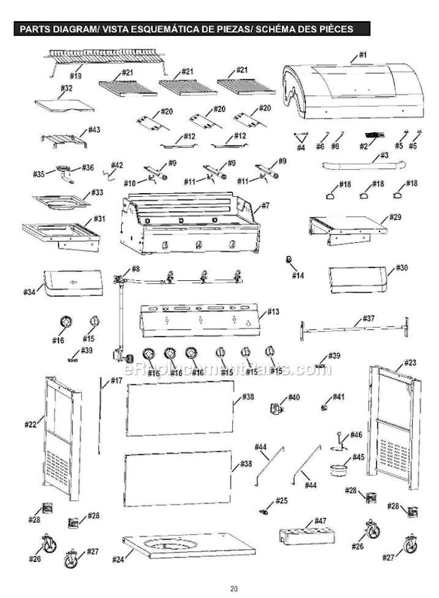 Char-Broil 463436514 3-Burner Performance Tru-Infrared Gas Grill Page A Diagram