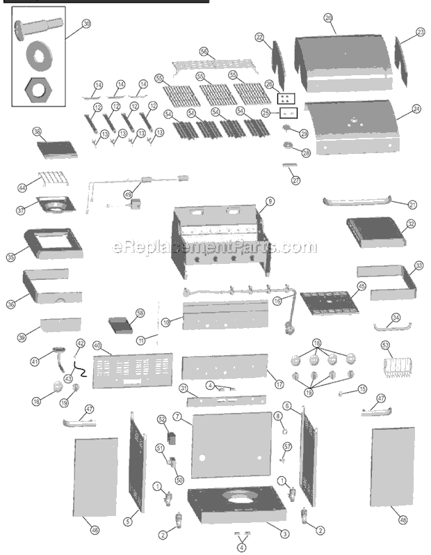 Char-Broil 464222809 Four Burner Gas Grill with Side Burner Page A Diagram