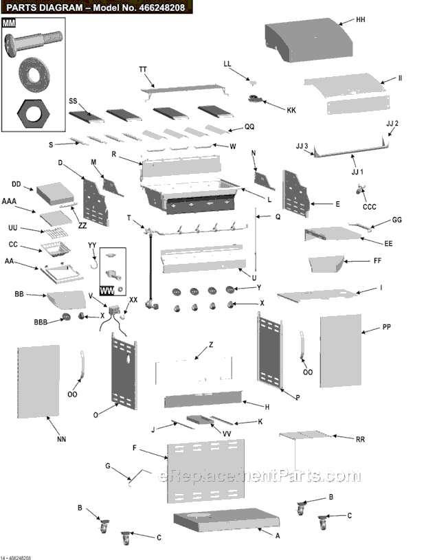 Char-Broil 466248208 Commercial Series Grill Page A Diagram