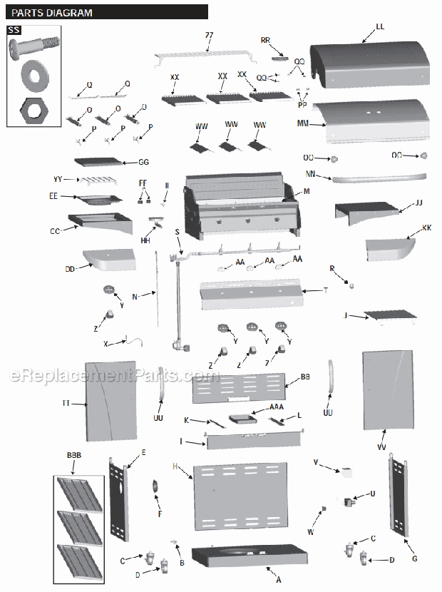 Char-Broil 466257110 Commercial Series Three-Burner Infrared Grill Page A Diagram