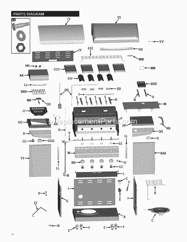 Char-Broil 466271509 Quantum Infrared Four-Burner Grill Page A Diagram