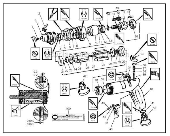 Chicago Pneumatic CP1664 (6151941664) 3/8" Drill Page A Diagram