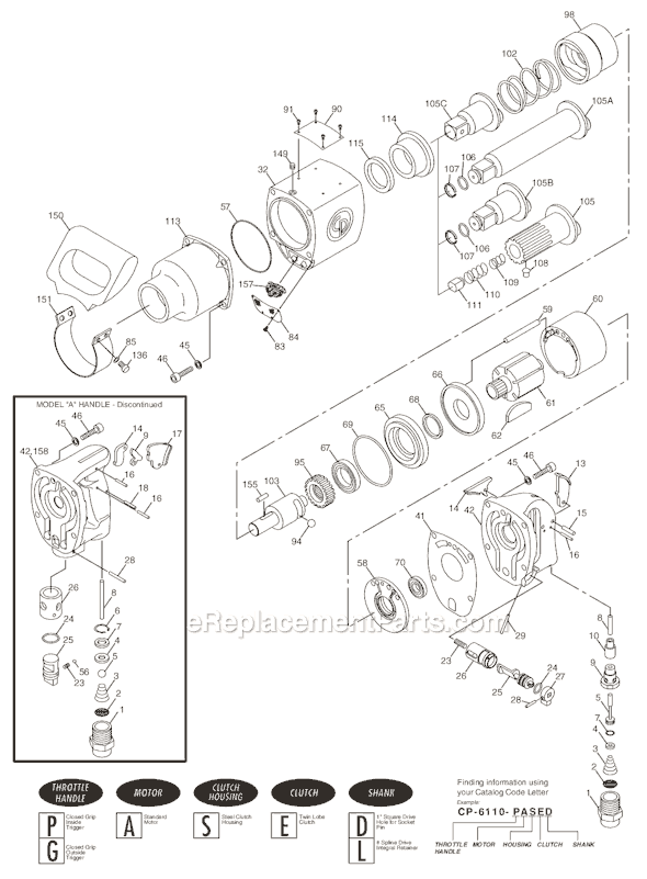 Chicago Pneumatic CP6110 PASED (T025100) 1" Impact Wrench Page A Diagram