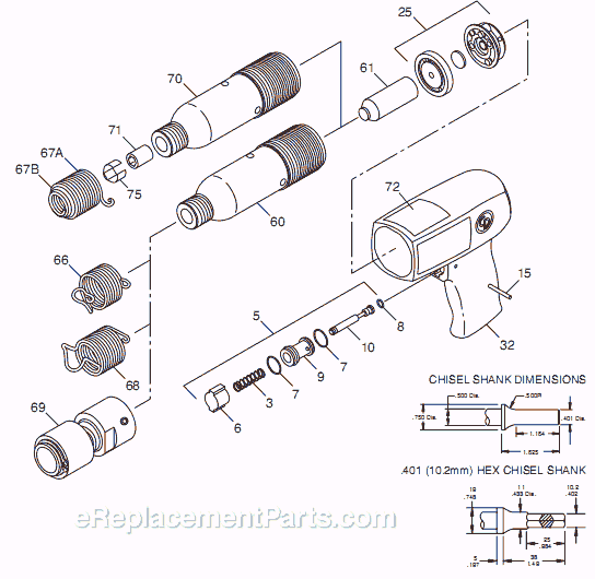 Chicago Pneumatic CP711 (T023305) Standard Hammer Page A Diagram