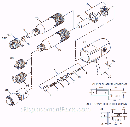Chicago Pneumatic CP711 (T023310) 10mm Standard Hammer Page A Diagram