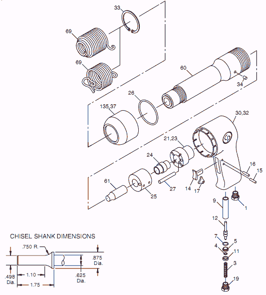 Chicago Pneumatic CP717 (T020120) Hammer Page A Diagram