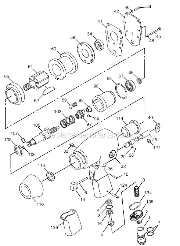 Chicago Pneumatic CP734H (T024351) 1/2" Impact Wrench Page A Diagram