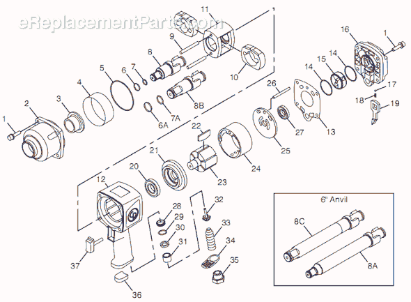Chicago Pneumatic CP7763-6 (8941077636) 3/4" Impact Wrench Page A Diagram