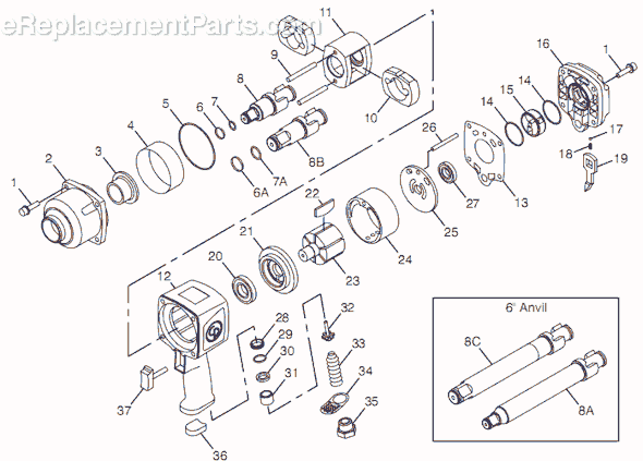 Chicago Pneumatic CP7763 (8941077630) 3/4" Impact Wrench Page A Diagram