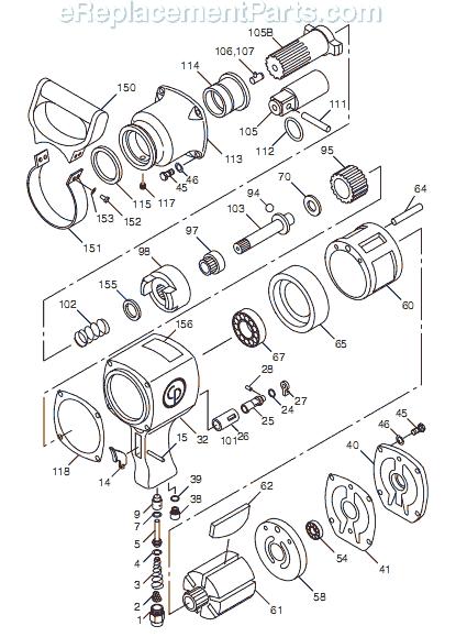 Chicago Pneumatic CP796SP (T019882) 5-Spline 1" Impact Wrench Page A Diagram