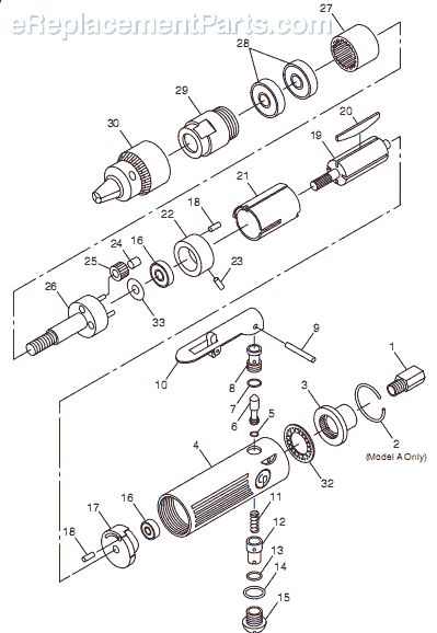 Chicago Pneumatic CP887 (T025376) 3/8" Drill Page A Diagram