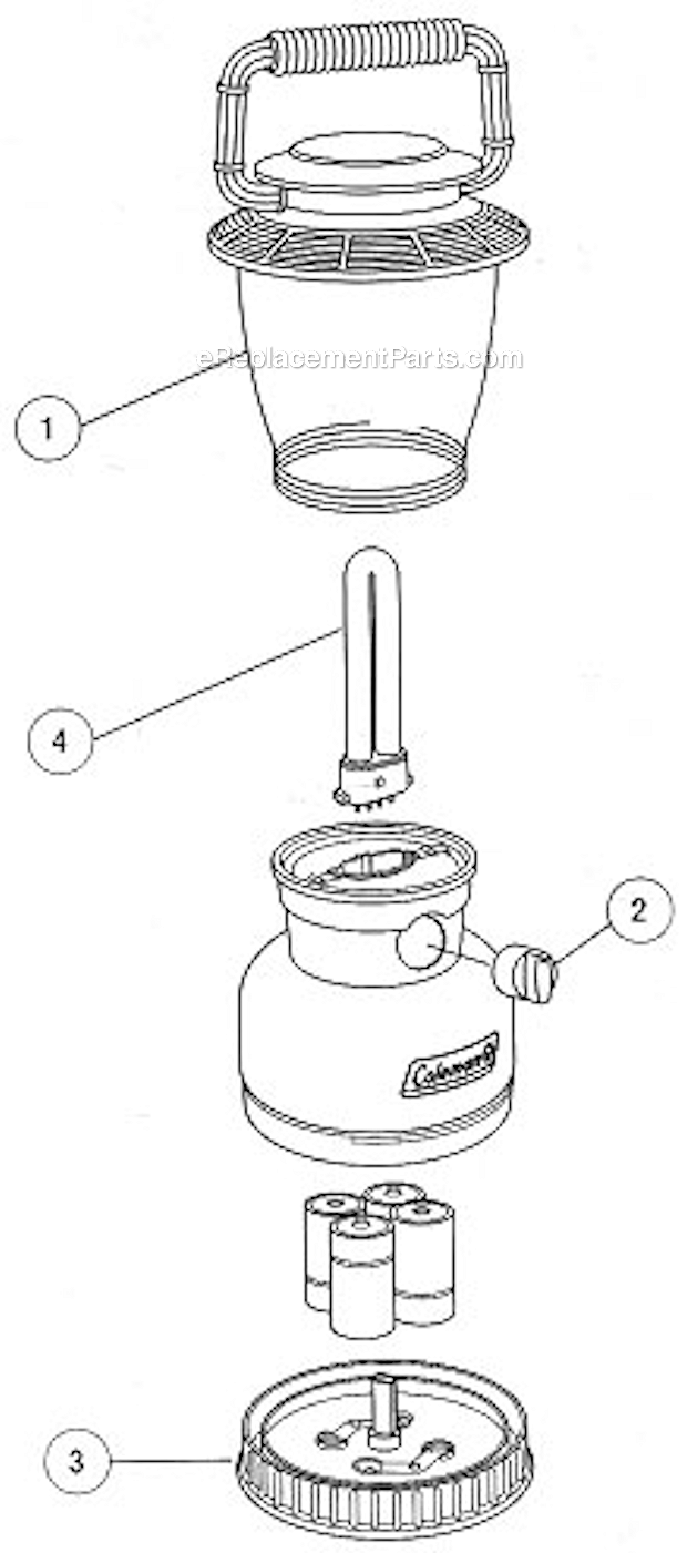 Coleman 2000000869 Bp- 4D Rugged Personal Size Lantern Page A Diagram