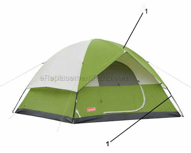Coleman 2000007826 6-Person Sundome Dome Tent Page A Diagram