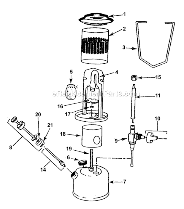 Coleman 226-700 1 Mantle Gas Lantern Page A Diagram