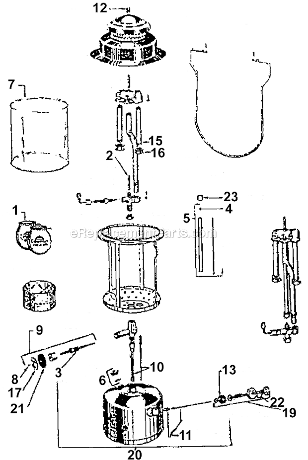 Coleman 22E197 2 Mantle Gas Lantern Page A Diagram