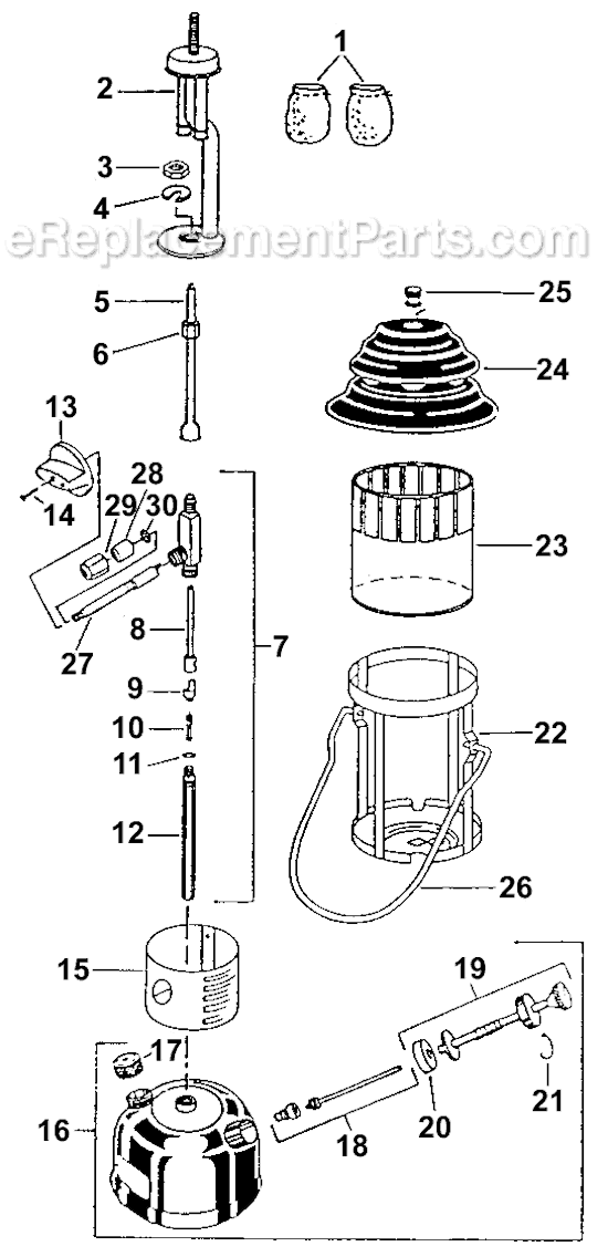 Coleman 288-700C 2 Mantle Gas Lantern Page A Diagram