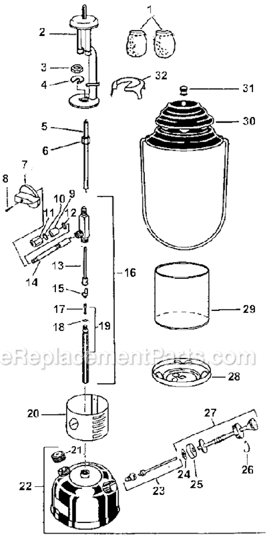 Coleman 288A744 2 Mantle Gas Lantern Page A Diagram