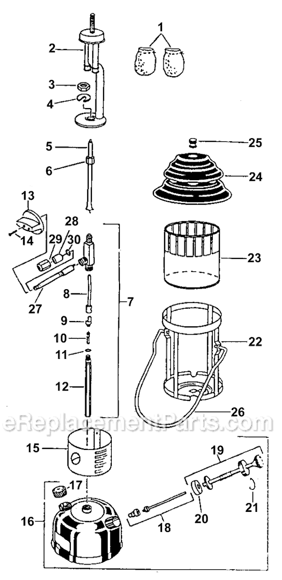 Coleman 290-740 2 Mantle Gas Lantern Page A Diagram