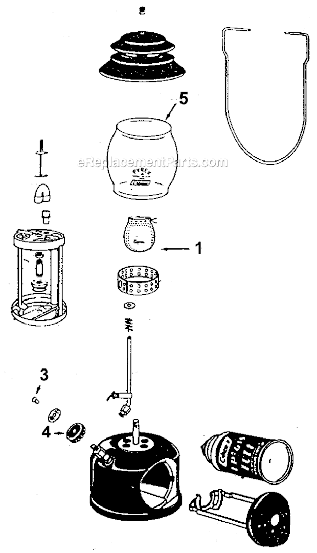 Coleman 5122-708 1-Mantle Propane Lantern Page A Diagram