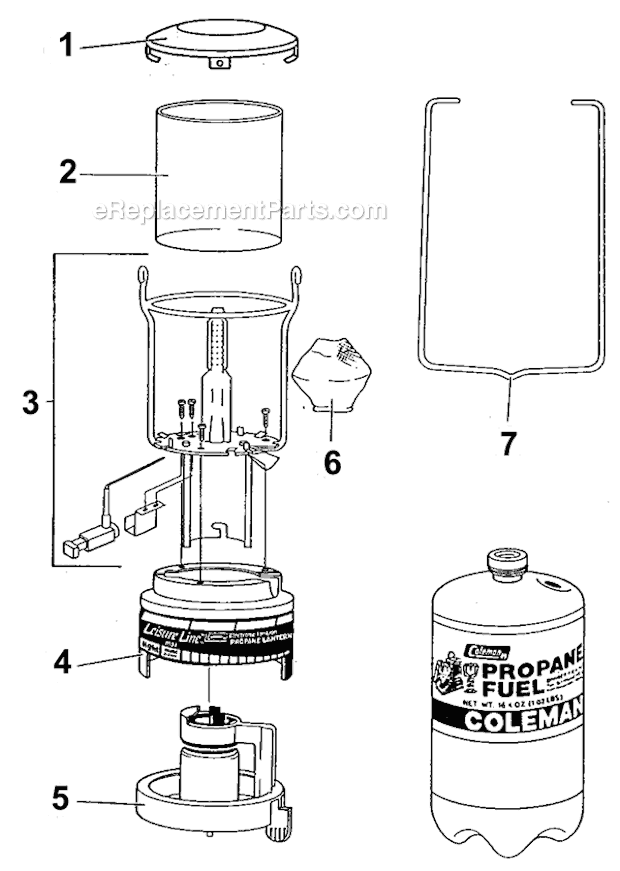 Coleman 5134-700 1-Mantle Propane Lantern Page A Diagram