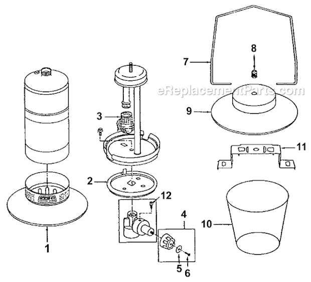 Coleman 5151-700 1-Mantle Propane Lantern Page A Diagram