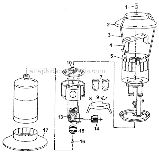 Coleman 5154-700 2 Mantle Propane Lantern Page A Diagram
